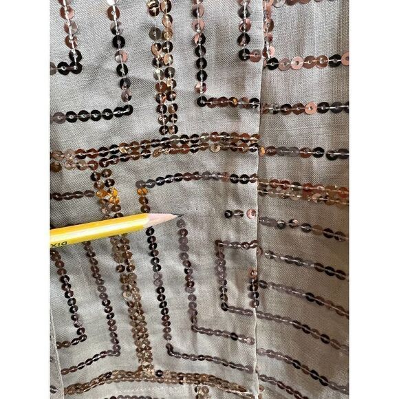 NIGHT STUDIO LINEN beige linen sequins 3/4 sleeve blazer jacket blouse tunic 8 - Picture 9 of 13